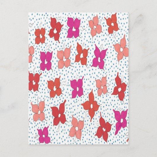 お祝いの花と水玉 インビテーションポストカード (正面)