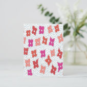 お祝いの花と水玉 インビテーションポストカード (スタンド正面)