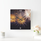 お祝いの花火 スクエア壁時計 (ホーム)