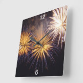 お祝いの花火 スクエア壁時計 (傾斜)