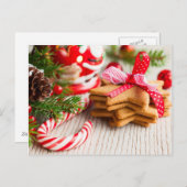 お祝いの装飾が付いているクリスマスのクッキー シーズンポストカード (正面/裏面)