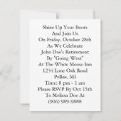 お祝いの西部のカウボーイ・ブーツのパーティの招待状 招待状 (裏面)