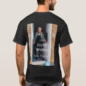 お祝いの言葉 名前 写真 男性 休日 年 シンプル Tシャツ (裏面)