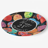 お祝いの誕生日の気球は名前および年齢を加えます ペーパープレート (アングル)