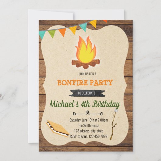 お祝いの誕生日パーティーの招待 招待状 (正面)