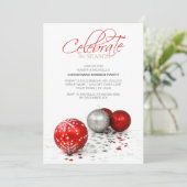 お祝いの赤いつまらないものは季節を祝います 招待状 (スタンド正面)