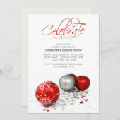 お祝いの赤いつまらないものは季節を祝います 招待状 (正面/裏面)