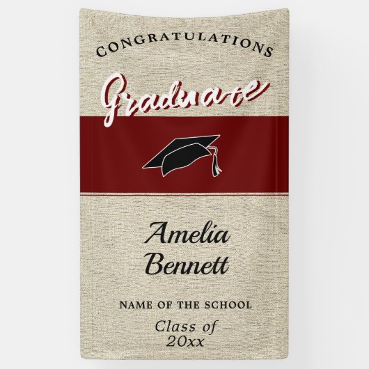 お祝いの赤い卒業パーティーバナー 横断幕 (縦)