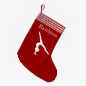 お祝いの赤と白のストライプな体操 スモールクリスマスストッキング (正面 (吊り時))