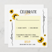 お祝いの返信に愛と黄金のひまわりを 招待状 (正面/裏面)