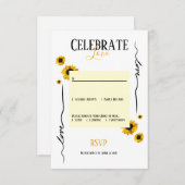 お祝いの返信に愛と黄金のひまわりを 招待状 (正面/裏面)