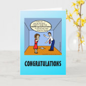 お祝いの適切な資格のおもしろいな漫画 カード (黄色い花)