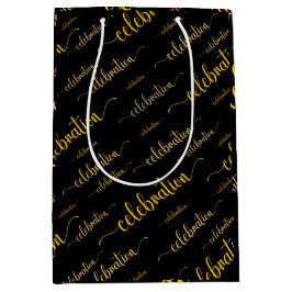 お祝いの金ゴールド ミディアムペーパーバッグ