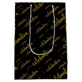 お祝いの金ゴールド ミディアムペーパーバッグ (裏面)