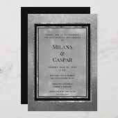 お祝いの銀色の輝き記念パーティー 招待状 (正面/裏面)