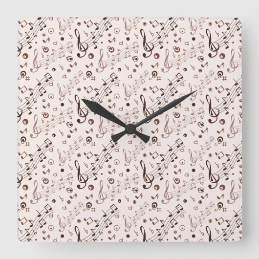 お祝いの音符、バー、及び記号 スクエア壁時計 (正面)