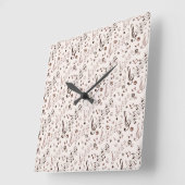 お祝いの音符、バー、及び記号 スクエア壁時計 (傾斜)