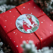 お祝いの魔法の冬の雪の地球のクリスマスの写真 ラウンドシール
