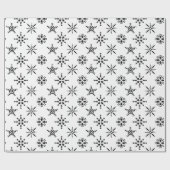 お祝いの黒と白のスノーフレークのクリスマス ラッピングペーパー (フラット)