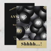 お祝いの黒風船招待状 招待状 (正面/裏面)