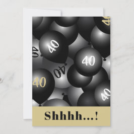 お祝いの黒風船招待状 招待状