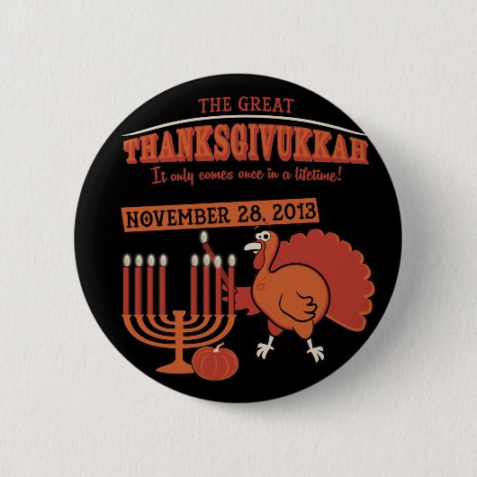 お祝いの「Thanksgivukkah 缶バッジ (正面)