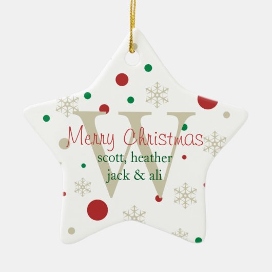 お祝いのPersonlizedのモノグラムのオーナメント セラミックオーナメント (正面)