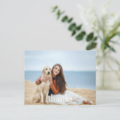 お祝いは写真の郵便はがき|の白い文字感謝していしています ポストカード (スタンド正面)