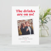 お祝いは私たちに乾杯！面白い結婚式の招待状を保存しよう セーブザデート (スタンド正面)