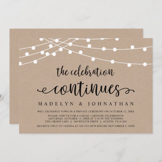 お祝いは続く, ウェディングエロープメントパーティー 招待状 (正面/裏面)