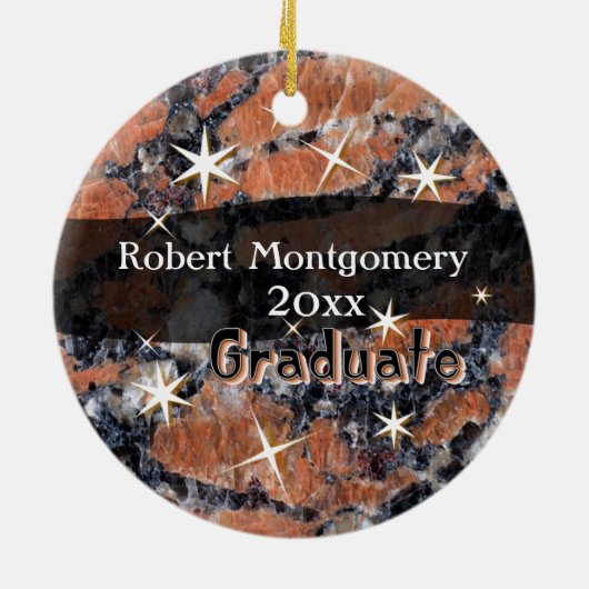 お祝いは記念品のオーナメントを卒業させます セラミックオーナメント (裏面)