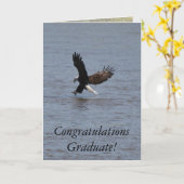 お祝いは~の白頭鷲を卒業させます カード (黄色い花)