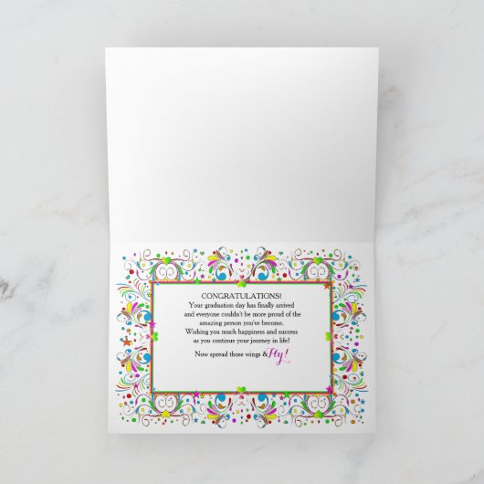 お祝いは、デザインの鮮やかな色卒業します カード (内部)