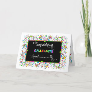 お祝いは、デザインの鮮やかな色卒業します カード
