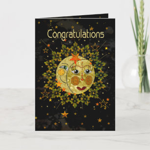 お祝いは、日曜日の月、星卒業します、 カード