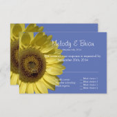 お祝いひまわり。夏のRSVP結婚の 出欠カード (正面/裏面)