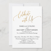 お祝いを共に エレガントゴールド手書きパーティ 招待状 (正面)