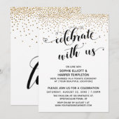 お祝いを共に ゴールドの飾り紙 招待状 (正面/裏面)