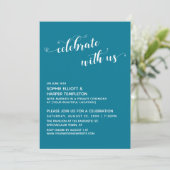 お祝いを共に ハート スクリプト ティール レセプション 招待状 (スタンド正面)