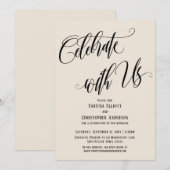 お祝いを共に 詳細なスクリプト クリーム 招待状 (正面/裏面)