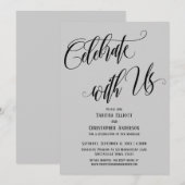 お祝いを共に 詳細なスクリプト グレー 招待状 (正面/裏面)