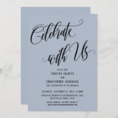 お祝いを共に 詳細なスクリプト ダスティーブルー 招待状 (正面/裏面)