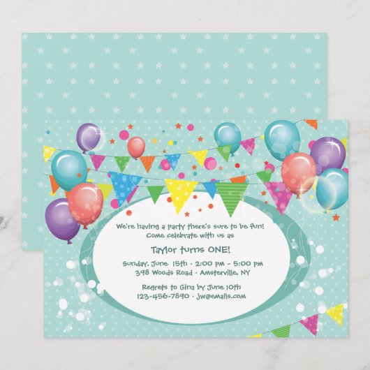 お祝いを祝おう 招待状 (正面/裏面)