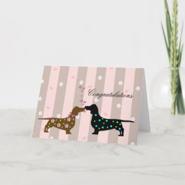 お祝いを結婚している愛情のあるダックスフント カード