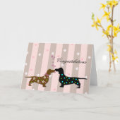 お祝いを結婚している愛情のあるダックスフント カード (黄色い花)