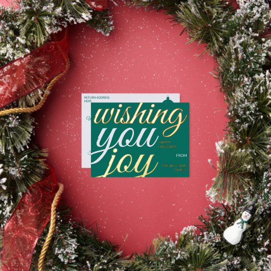 お祝いを願うタイポグラフィーフォイルホリデーポストカード 箔シーズンポストカード (インサイチュ)