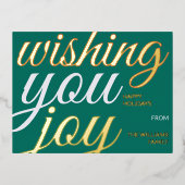 お祝いを願うタイポグラフィーフォイルホリデーポストカード 箔シーズンポストカード (正面)