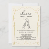 お祝いイラスト付きの結婚記念日パーティー招待状 招待状 (正面)