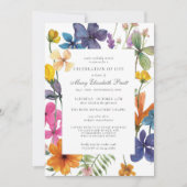 お祝いオブライフほこりっぽいボホサマーフローラ 招待状 (正面)