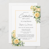 お祝いオブライフイエローローズ 招待状 (正面/裏面)